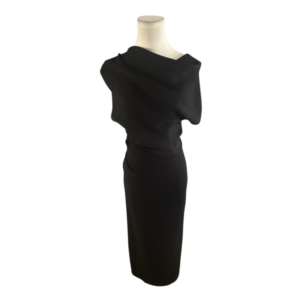 Zara Black Asymmetrical Midi Dress - Picture 10 of 13